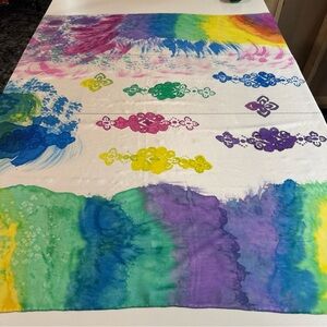 Women’s Silk Large Scarf Wrap Water Collars Liquid Landscape Ombré 41"x44"